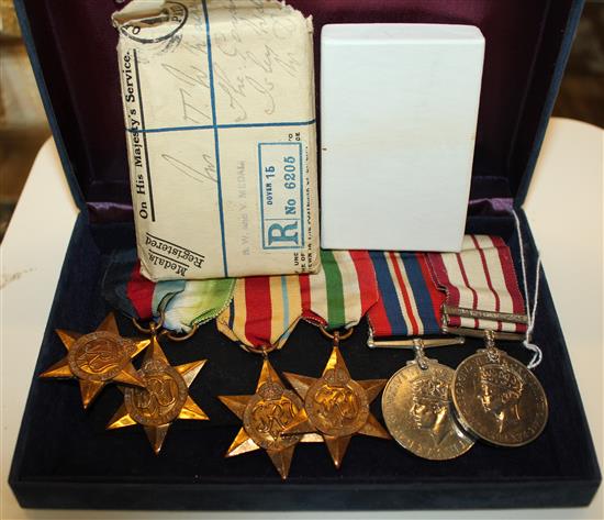 WWII naval medal group to Lt. R E Butt RN (inc General Service with Minesweeping 1945-51 clasp) & WWI War & Victory (Gnr. T W Walker)